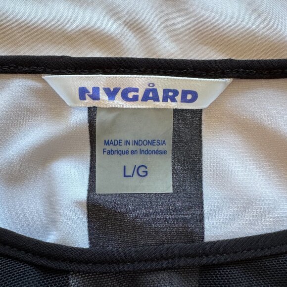 Peter Nygard Black and White Striped Blouse with Banded bottom Size Large L NWOT - Picture 3 of 6